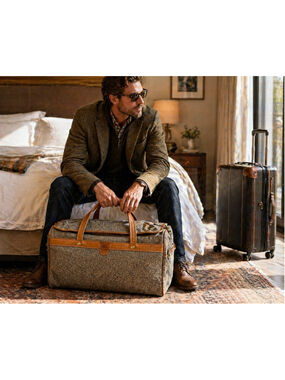 Vintage Hartmann Tweed Leather Weekender Duffle Bag Carry On Travel Overnight